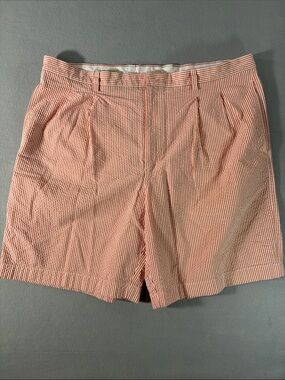 Y2K Cutter & Buck Men's Seersucker Stripe Shorts - Coral Stripe. Men’s size 40
